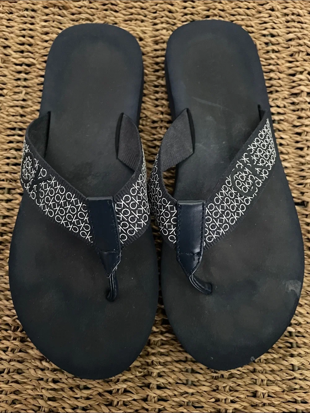 Calvin Klein Black Logo Thong Sandals